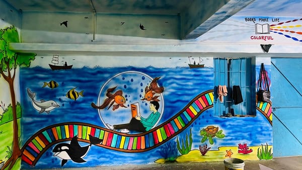 A mural on the campus walls